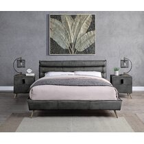 Grey store leather bed